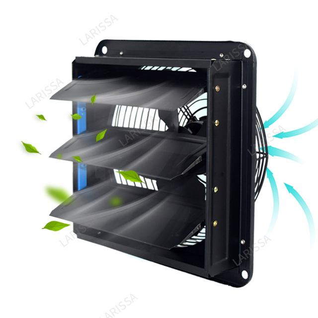 Black Metal Louvered Exhaust Fan